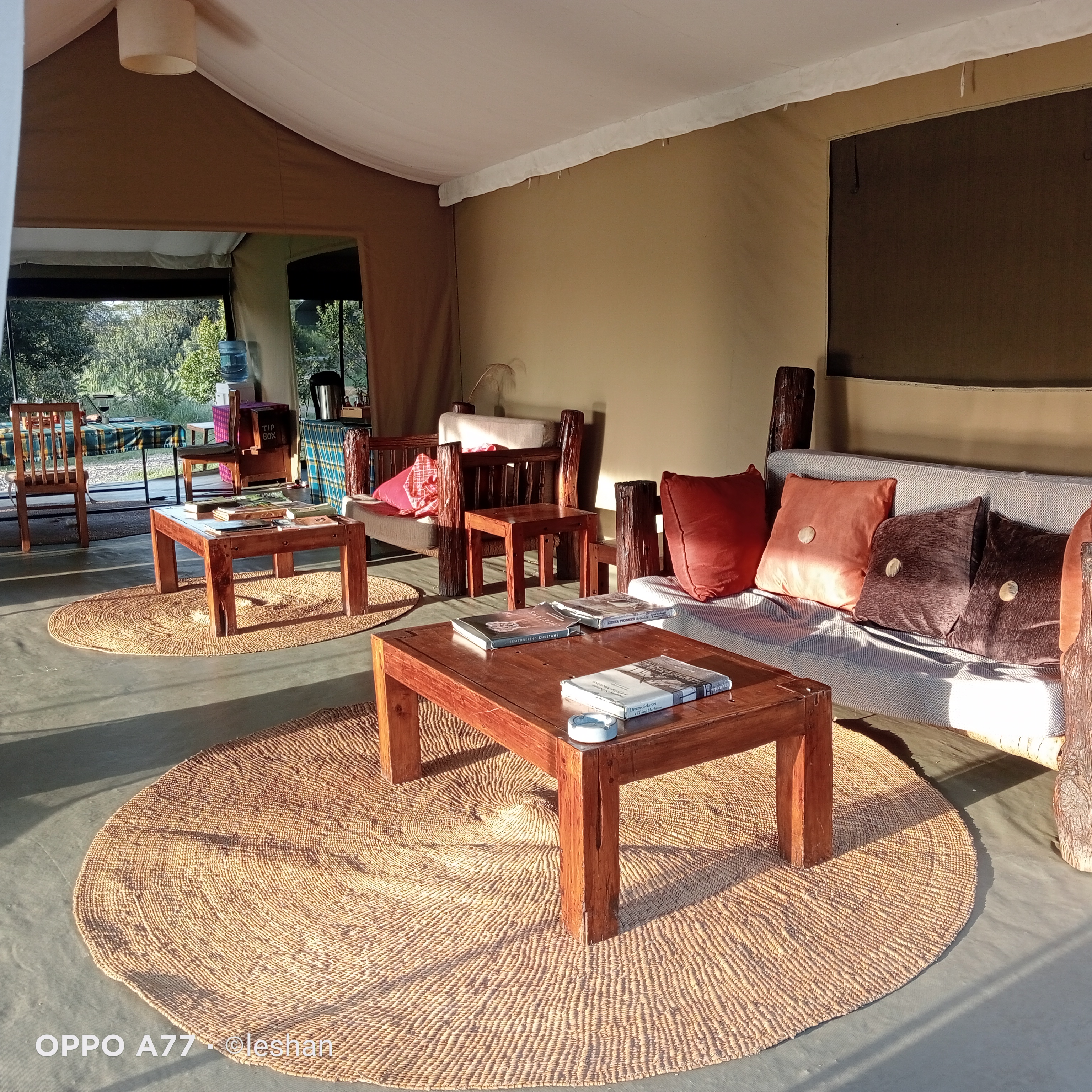 Luxury tented camp at sunset